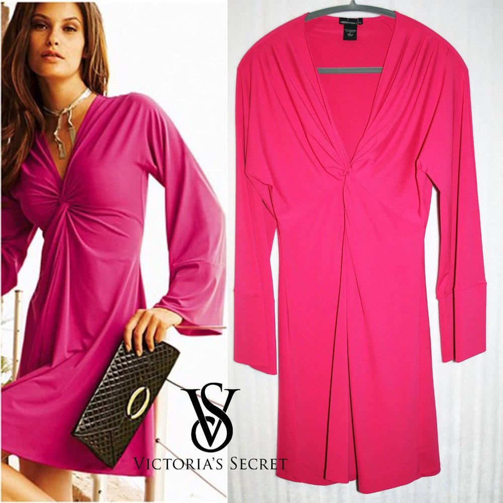 NWOT Hot Pink Twist-front Victoria's Secret MODA International Dress